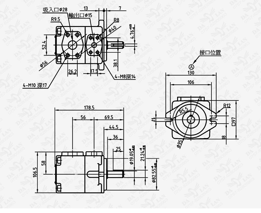 大兰PV2R1系列定量叶片泵尺寸表
